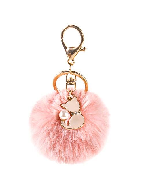 Pom Pom Keychain Artificial Fur Ball Keychain Fluffy Accessories Car Bag Charm