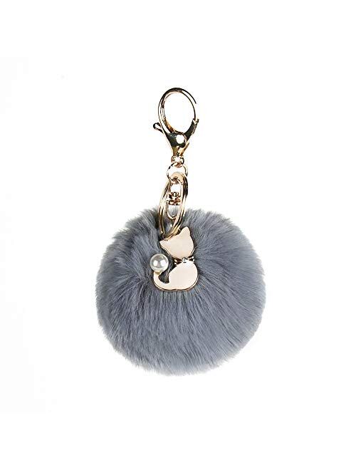 Pom Pom Keychain Artificial Fur Ball Keychain Fluffy Accessories Car Bag Charm
