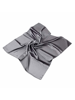 Elegant Large Silk Feel Solid Color Satin Square Scarf Wrap, 36 inch