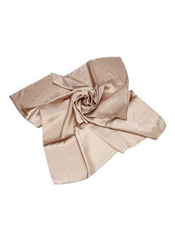 Elegant Large Silk Feel Solid Color Satin Square Scarf Wrap, 36 inch