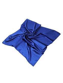 Elegant Large Silk Feel Solid Color Satin Square Scarf Wrap, 36 inch