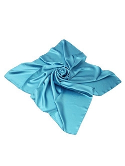 Elegant Large Silk Feel Solid Color Satin Square Scarf Wrap, 36 inch