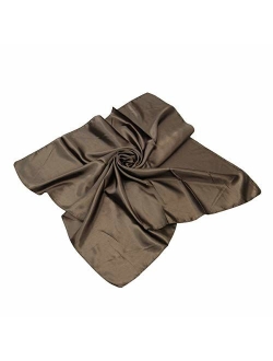 Elegant Large Silk Feel Solid Color Satin Square Scarf Wrap, 36 inch