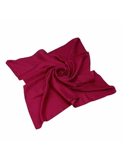 Elegant Large Silk Feel Solid Color Satin Square Scarf Wrap, 36 inch