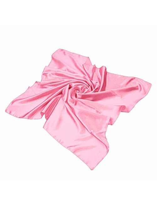 Elegant Large Silk Feel Solid Color Satin Square Scarf Wrap, 36 inch