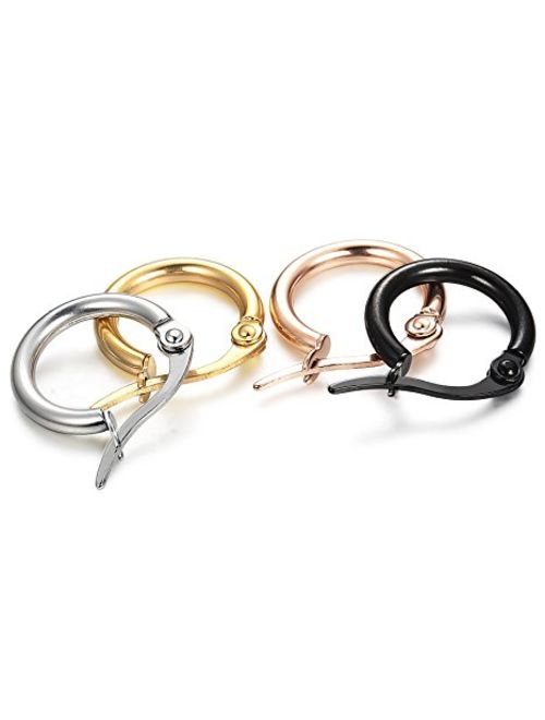 FIBO STEEL 4 Pairs 4 Colors Stainless Steel Small Hoop Earrings for Women Huggie Earrings 10MM-25MM