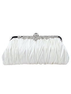 Fawziya Satin Pleated Clutch Purses For Women Evening Clutches For Wedding And Party