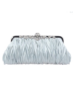 Fawziya Satin Pleated Clutch Purses For Women Evening Clutches For Wedding And Party