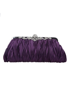 Fawziya Satin Pleated Clutch Purses For Women Evening Clutches For Wedding And Party