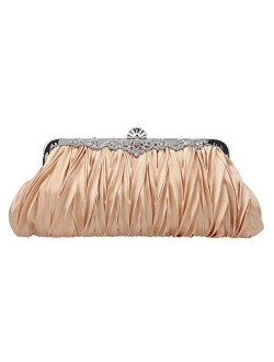 Fawziya Satin Pleated Clutch Purses For Women Evening Clutches For Wedding And Party