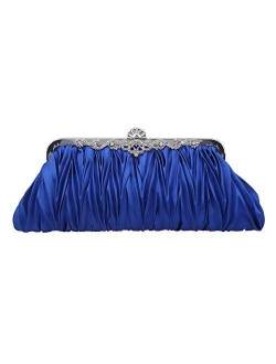 Fawziya Satin Pleated Clutch Purses For Women Evening Clutches For Wedding And Party