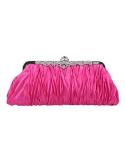 Fawziya Satin Pleated Clutch Purses For Women Evening Clutches For Wedding And Party