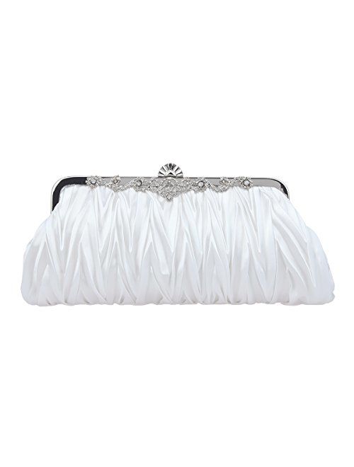 Fawziya Satin Pleated Clutch Purses For Women Evening Clutches For Wedding And Party