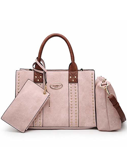 DASEIN Women Vegan Leather Handbags Fashion Satchel Bags Shoulder Purses Top Handle Work Bags 3pcs Set