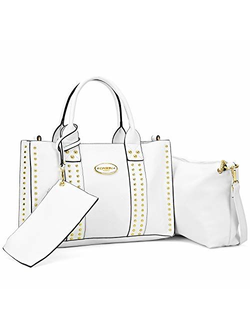 DASEIN Women Vegan Leather Handbags Fashion Satchel Bags Shoulder Purses Top Handle Work Bags 3pcs Set