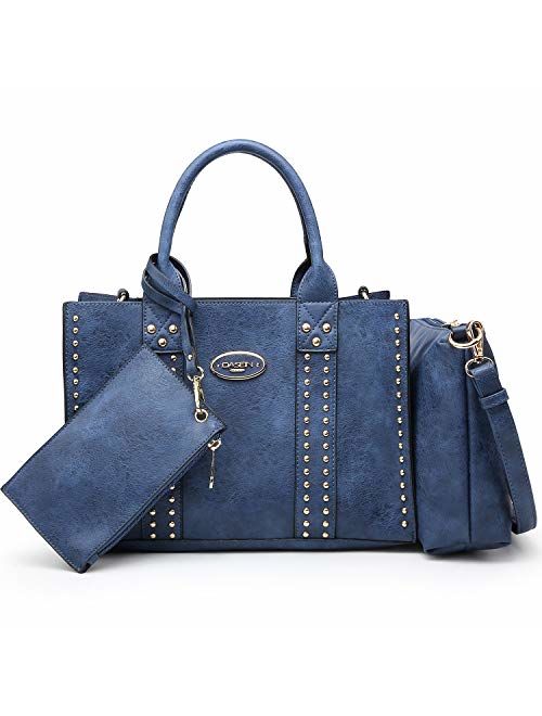 DASEIN Women Vegan Leather Handbags Fashion Satchel Bags Shoulder Purses Top Handle Work Bags 3pcs Set