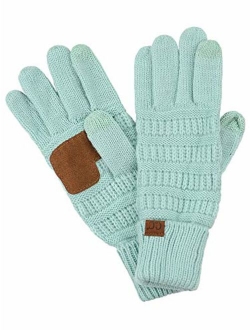 C.C Unisex Cable Knit Inner Lined Anti-Slip Touchscreen Texting Gloves