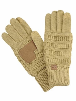 C.C Unisex Cable Knit Inner Lined Anti-Slip Touchscreen Texting Gloves