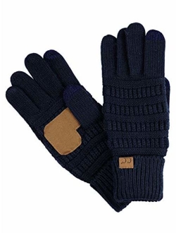 C.C Unisex Cable Knit Inner Lined Anti-Slip Touchscreen Texting Gloves