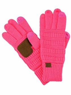 C.C Unisex Cable Knit Inner Lined Anti-Slip Touchscreen Texting Gloves