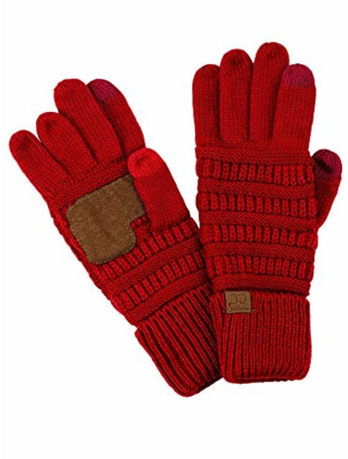 C.C Unisex Cable Knit Inner Lined Anti-Slip Touchscreen Texting Gloves