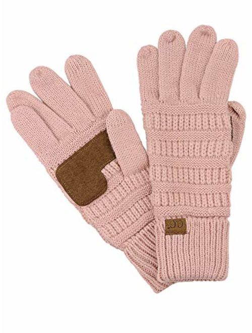 C.C Unisex Cable Knit Inner Lined Anti-Slip Touchscreen Texting Gloves