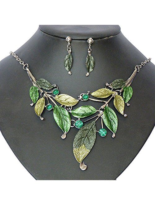 Seven And Eight S&E Women's Exaggerative Vintage Leafs Shape Joint Chain Collar Pendant Necklace Sets