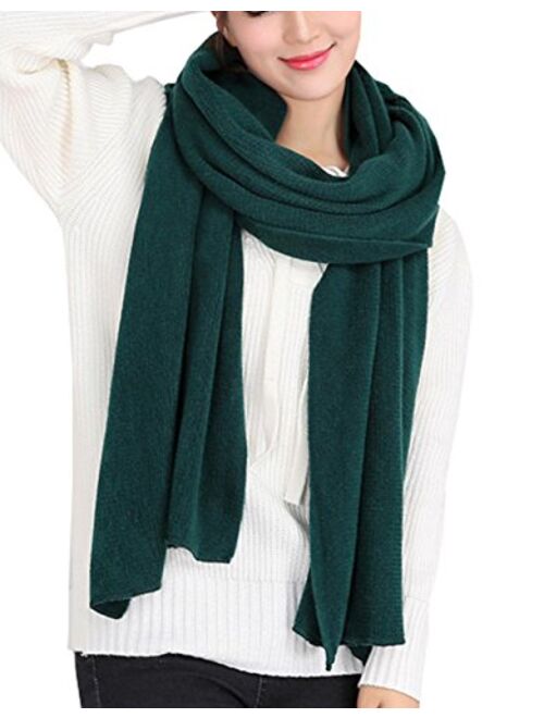 Wander Agio Women's Warm Long Shawl Winter Warm Large Scarf Pure Color