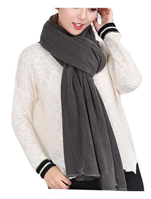 Wander Agio Women's Warm Long Shawl Winter Warm Large Scarf Pure Color