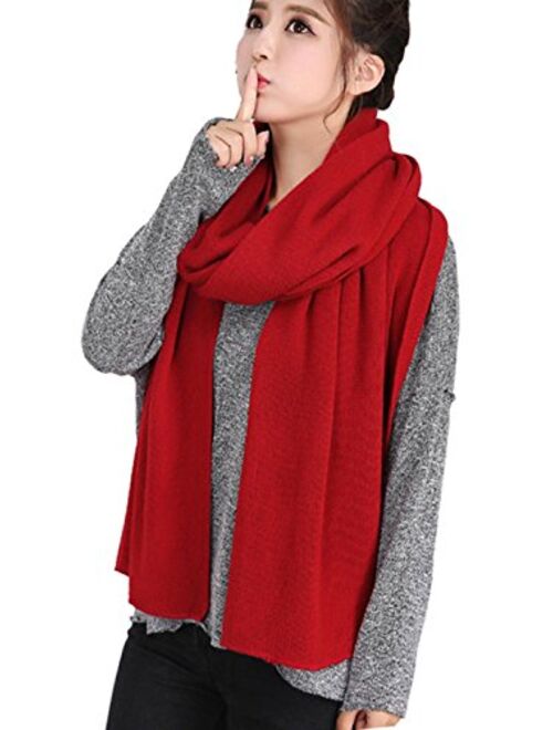 Wander Agio Women's Warm Long Shawl Winter Warm Large Scarf Pure Color