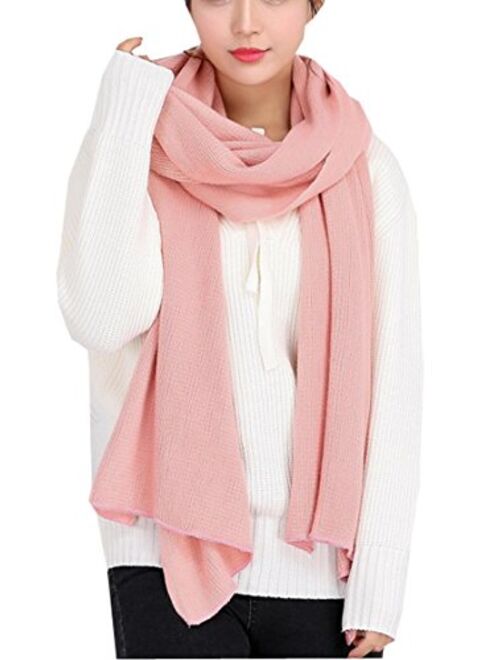 Wander Agio Women's Warm Long Shawl Winter Warm Large Scarf Pure Color