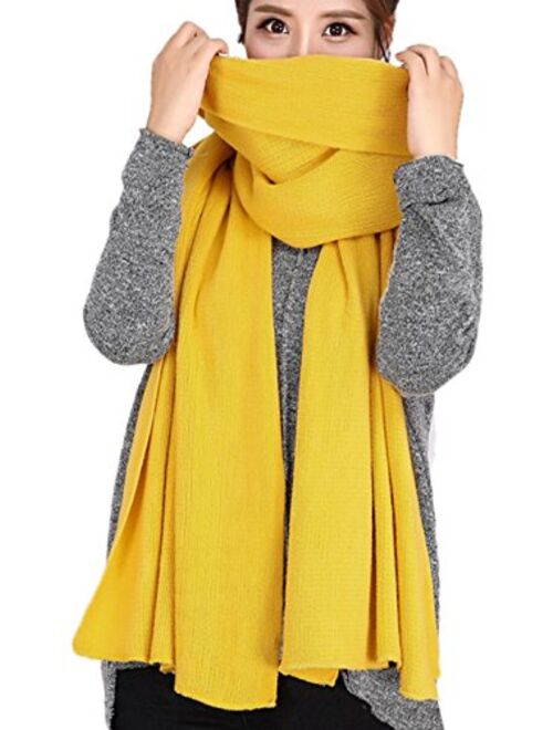 Wander Agio Women's Warm Long Shawl Winter Warm Large Scarf Pure Color