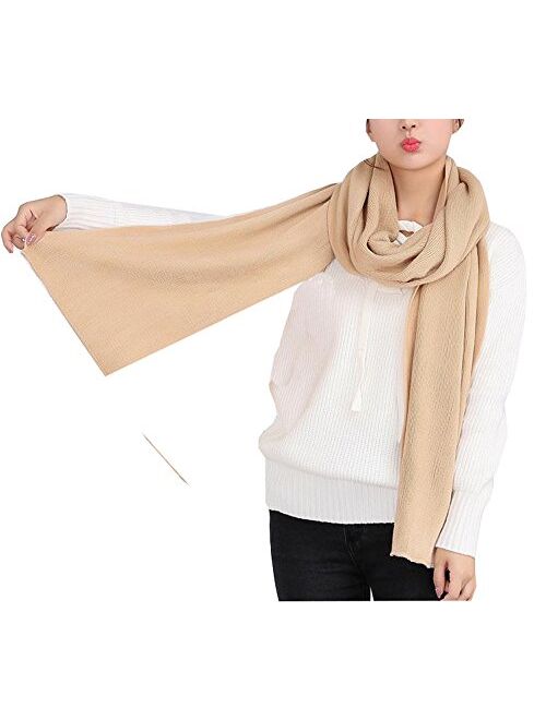 Wander Agio Women's Warm Long Shawl Winter Warm Large Scarf Pure Color