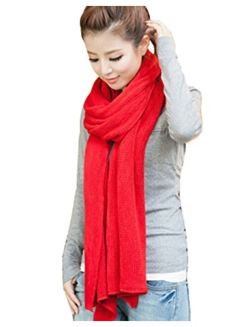 Wander Agio Women's Warm Long Shawl Winter Warm Large Scarf Pure Color