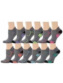 Top Step Women's No Show/Low Cut Performance Athletic Socks with Cushion Sole - 12 Pair