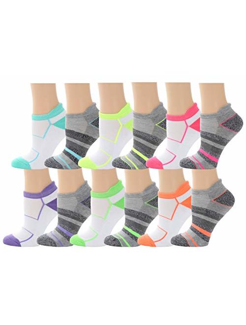 Top Step Women's No Show/Low Cut Performance Athletic Socks with Cushion Sole - 12 Pair