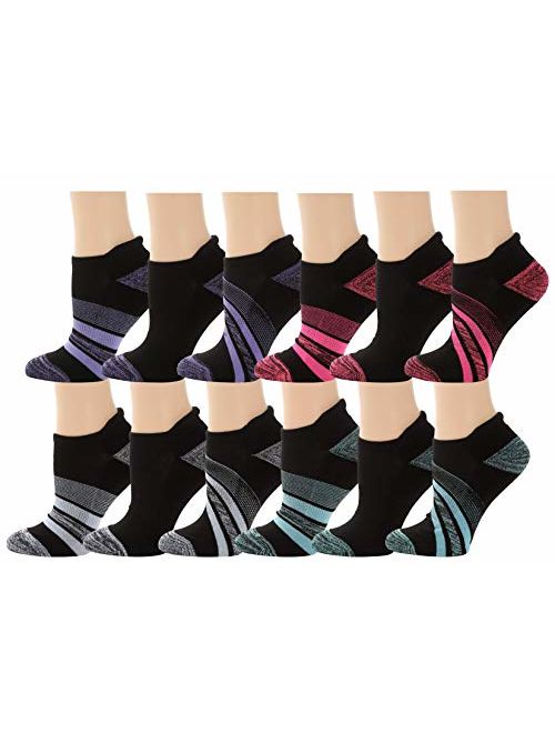 Top Step Women's No Show/Low Cut Performance Athletic Socks with Cushion Sole - 12 Pair