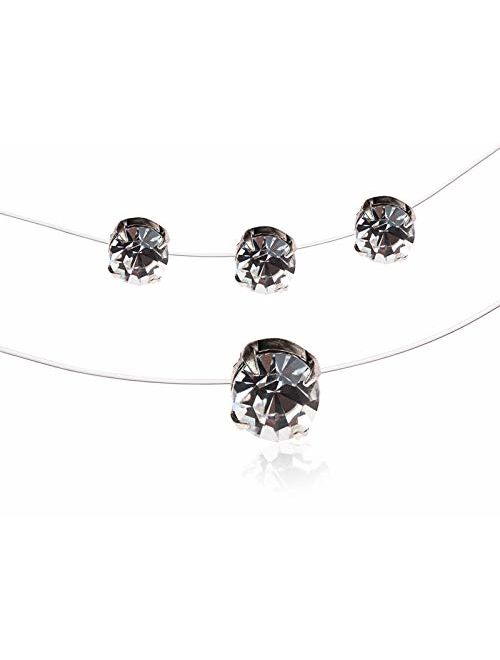 Ya Malanii Clear Choker Necklace with Rhinestone Pendant for Women and Girls