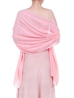 WILLBOND Womens Chiffon Bridal Evening Soft Wrap Scarf Shawl, Chiffon Scarf Ribbon Scarf Satin Scarf for Women and Girls