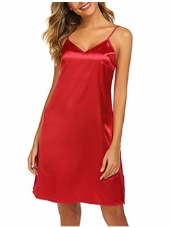 Women Satin Chemise Nightgown Sexy Full Slips Sleepwear Nightdress