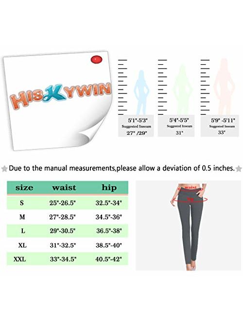 HISKYWIN 27/29/31/33 Women Inseam Mid-Waist Straight Leg Yoga Pants Non-See-Through Workout Leggings Pockets