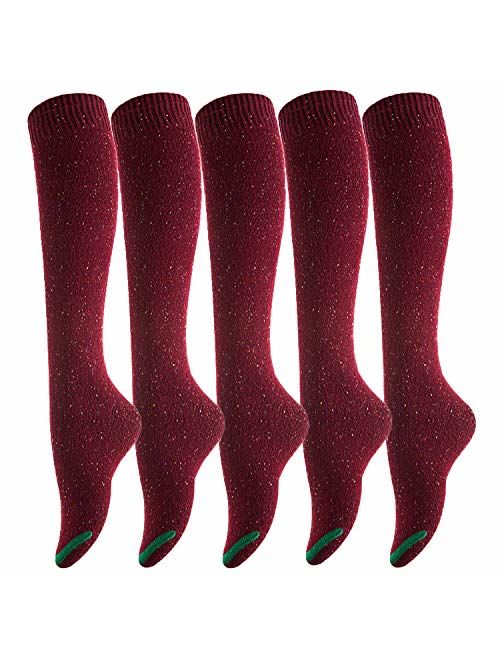 Lovely Annie Women's 5 Pairs Cute Knee High Cotton Socks A8212 Size 6-9