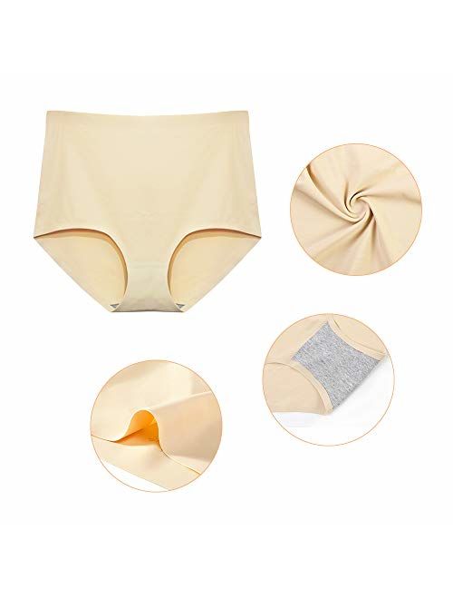  FallSweet No Show Underwear For Women Seamless High Cut  Briefs Mid-waist Soft No Panty Lines,Pack Of 5
