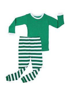 Elowel Boys Girls Christmas Striped 2 Piece Kids Pajamas Set 100% Cotton 6M-12Y