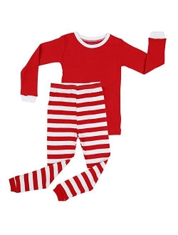 Elowel Boys Girls Christmas Striped 2 Piece Kids Pajamas Set 100% Cotton 6M-12Y