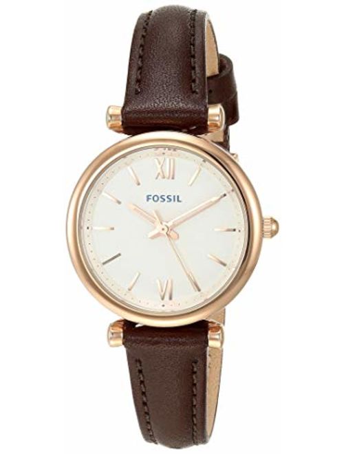 Fossil Women's Carlie Mini Stainless Steel and Leather Quartz Watch