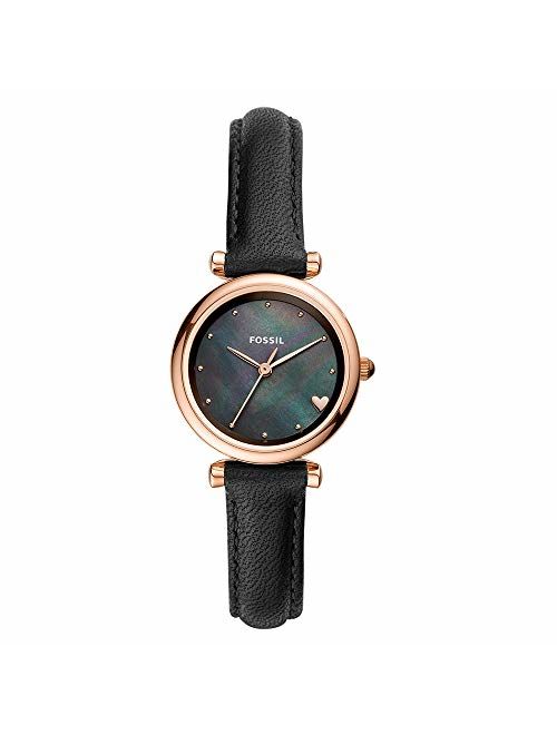 Fossil Women's Carlie Mini Stainless Steel and Leather Quartz Watch