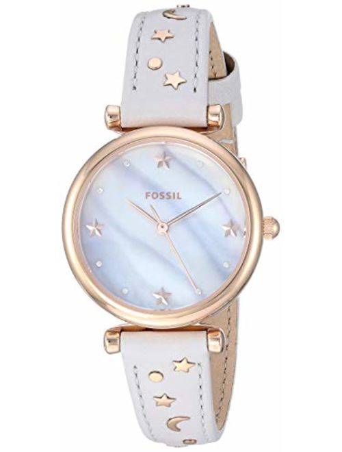 Fossil Women's Carlie Mini Stainless Steel and Leather Quartz Watch