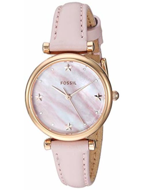 Fossil Women's Carlie Mini Stainless Steel and Leather Quartz Watch