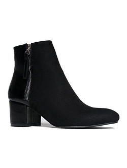 J. Adams Zuma Ankle Bootie Closed Pointed Toe Low Block Heel Zip Up Boot